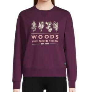 Woods Lawson Stamped Needles Crew Neck Casual Pullover Sweatshirt Purple Medium